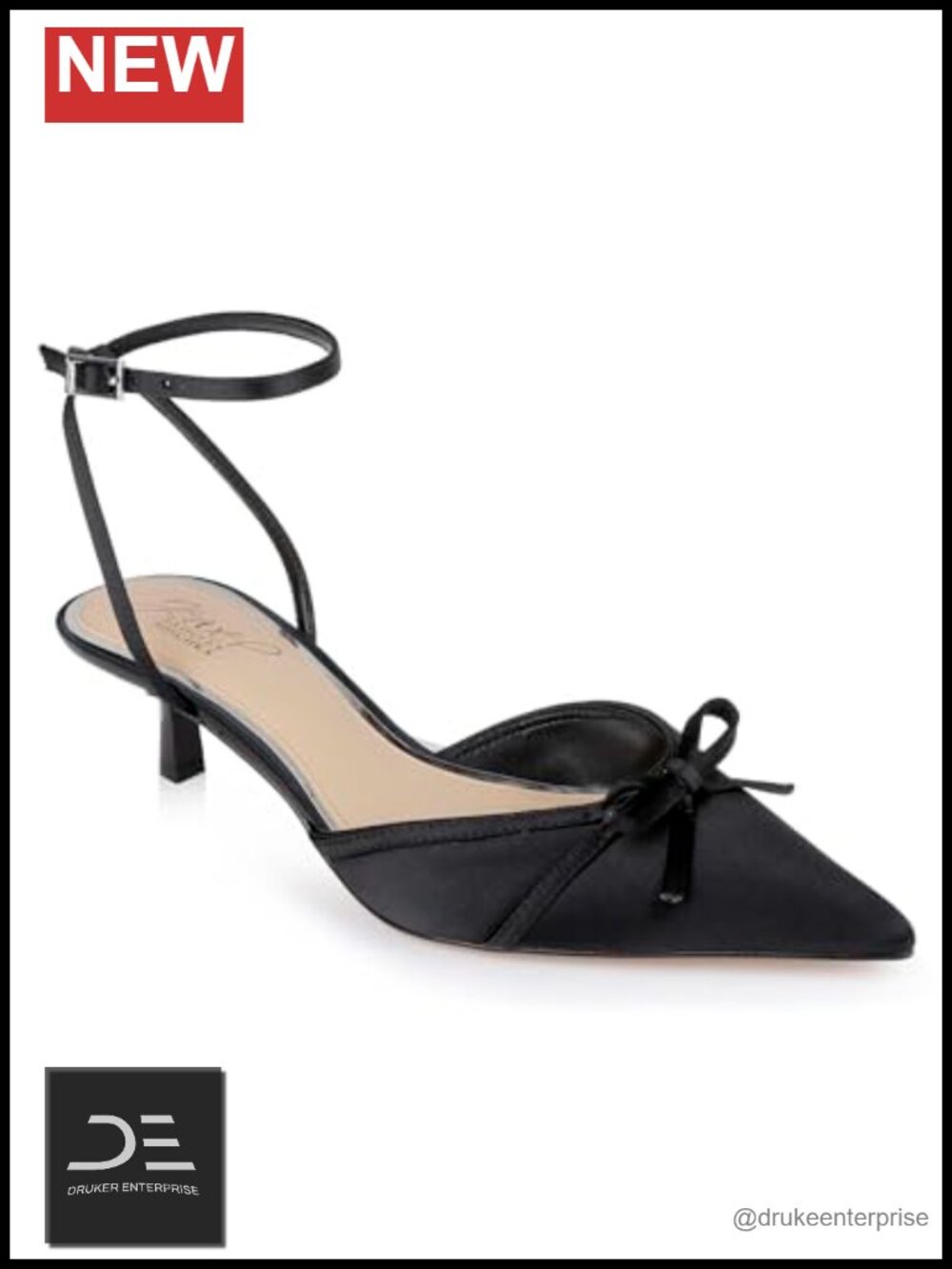 Pointed Toe Kitten Heels Pumps with Buckle - Faux Leather Lining